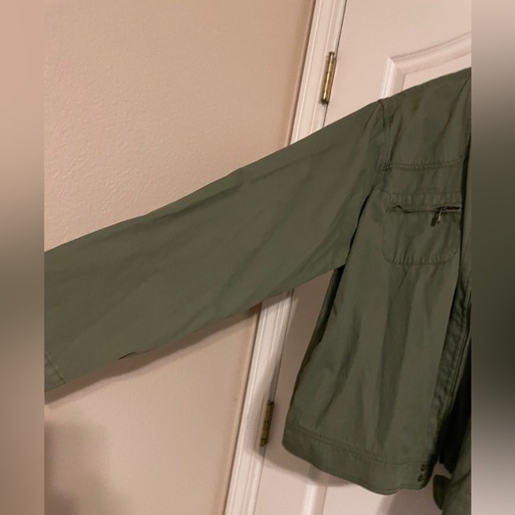 Eddie Bauer Olive Green Utility Bomber Jacket Womens XXL Cotton Zip Front Casual - Picture 5 of 7